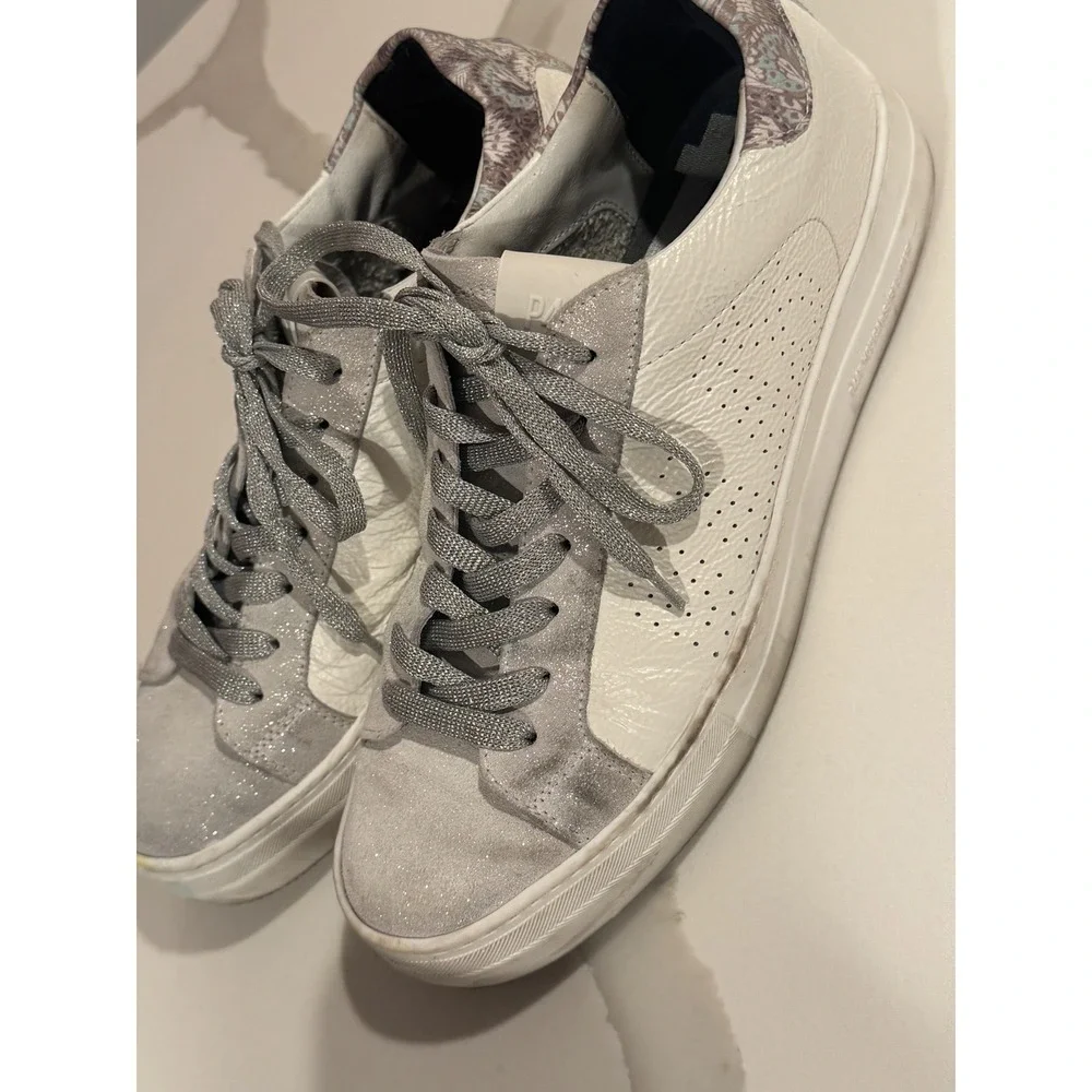 P448 John White Silver Glitter Paisley Low Top Sneakers‎ Made in Italy l 9/40